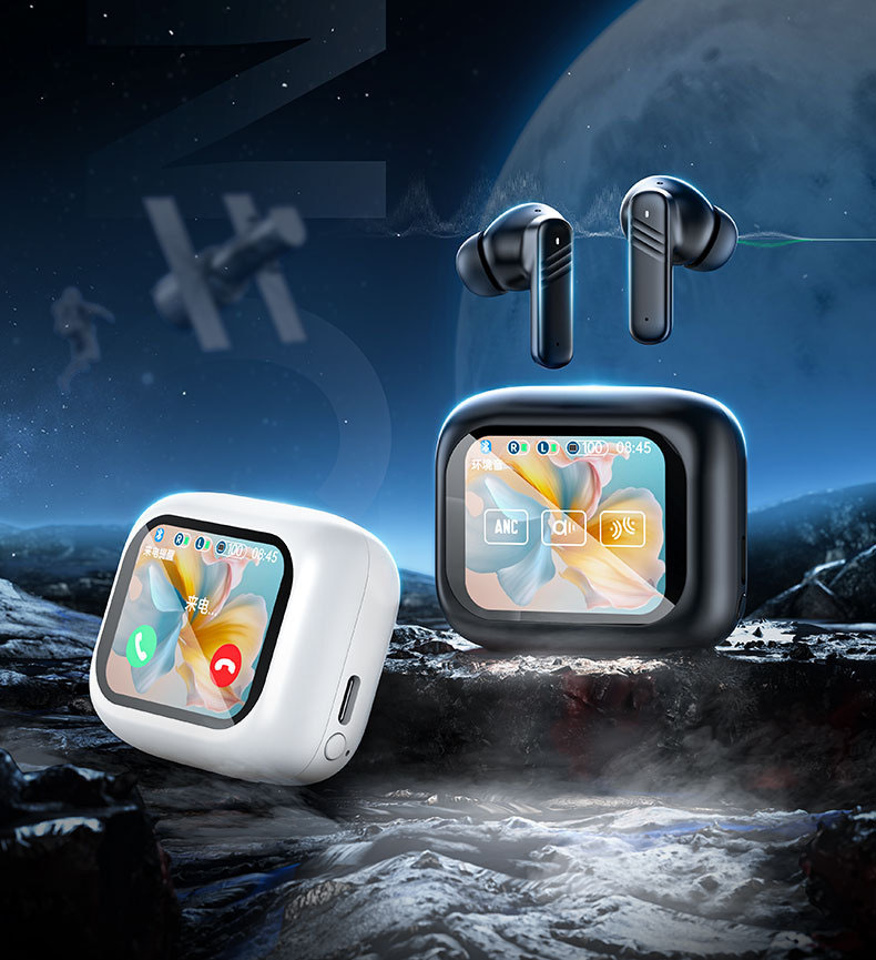 Full color touch screen ANC+ENC dual noise reduction Bluetooth earphones in ear multifunctional new wireless earphones - Image 3