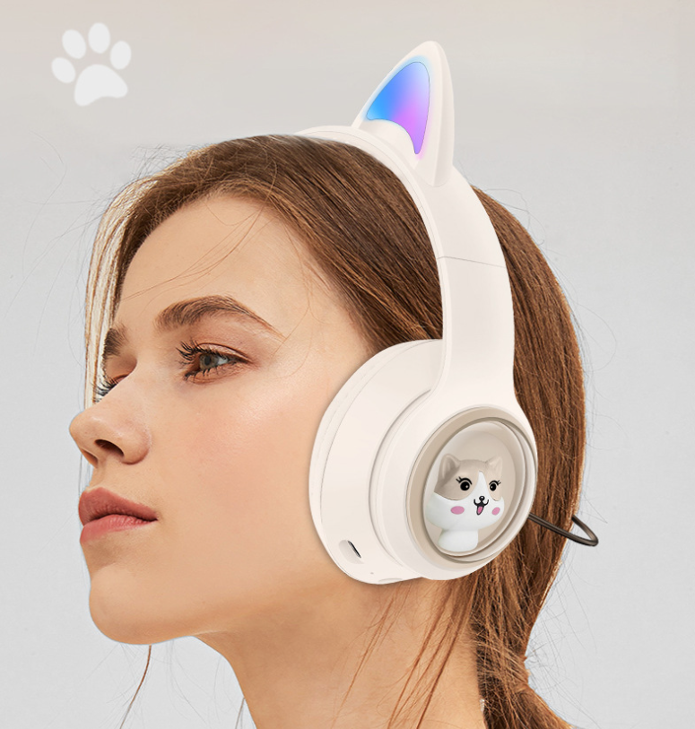 AKZ-01 Children's Cartoon Luminous Cute Pet Bluetooth Earphones Stereo Head mounted Bluetooth Earphones - Image 3